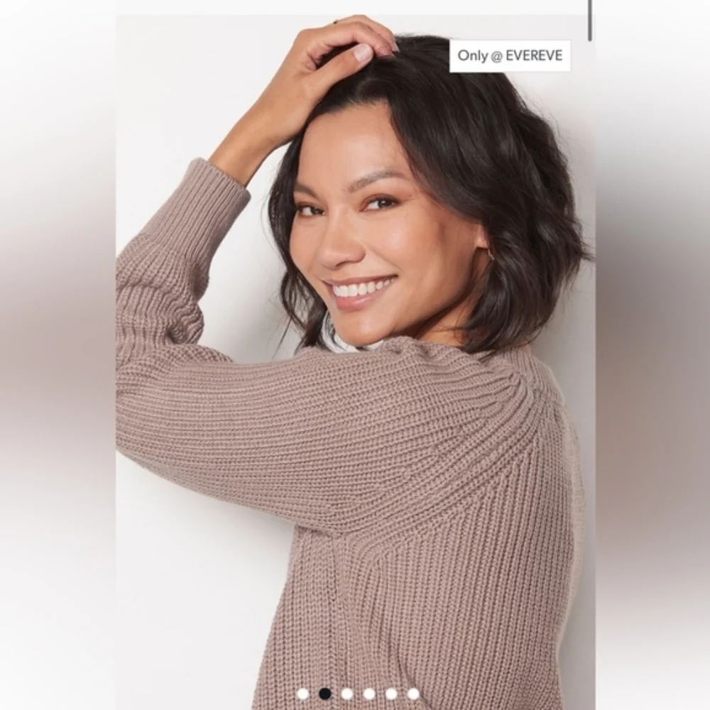Evereve Ava Classic Knit Pullover Sweater Mauve Mushroom - Picture 6 of 12